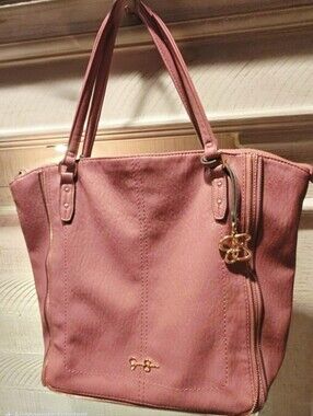 Like New-No Tags Jessica Simpson Leather Tote in Dusty Rose with Gold Accents